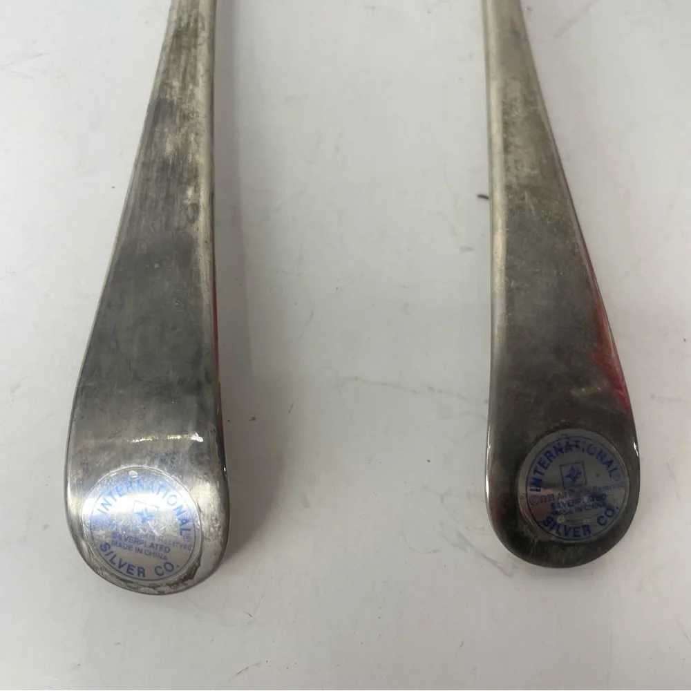 1991 International Silver Company Spoon Fork Serving Set Silver Plate 12.75”